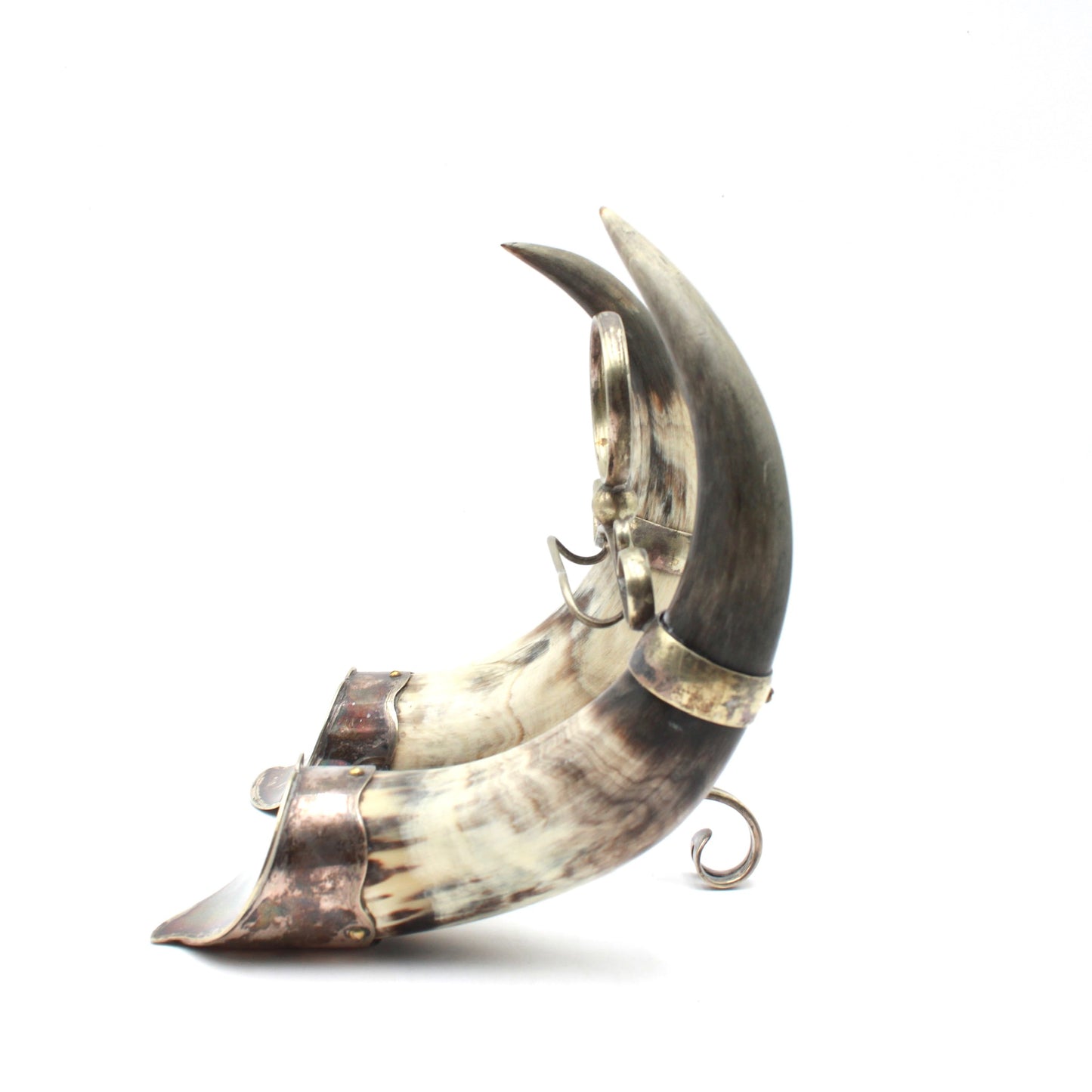 c. 1880-1900 Horn & Silver-Plated Inkwell Base – Late 19th Century