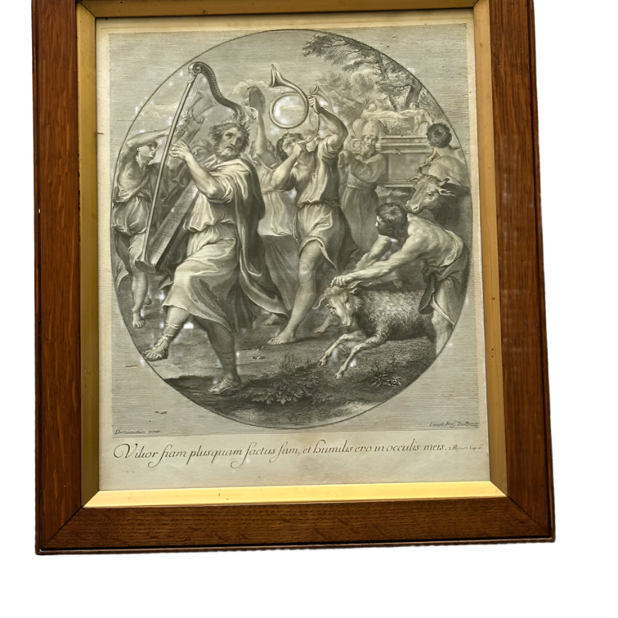 18th Century Engraving "The Triumph of David" Jakob Frey after Domenichino