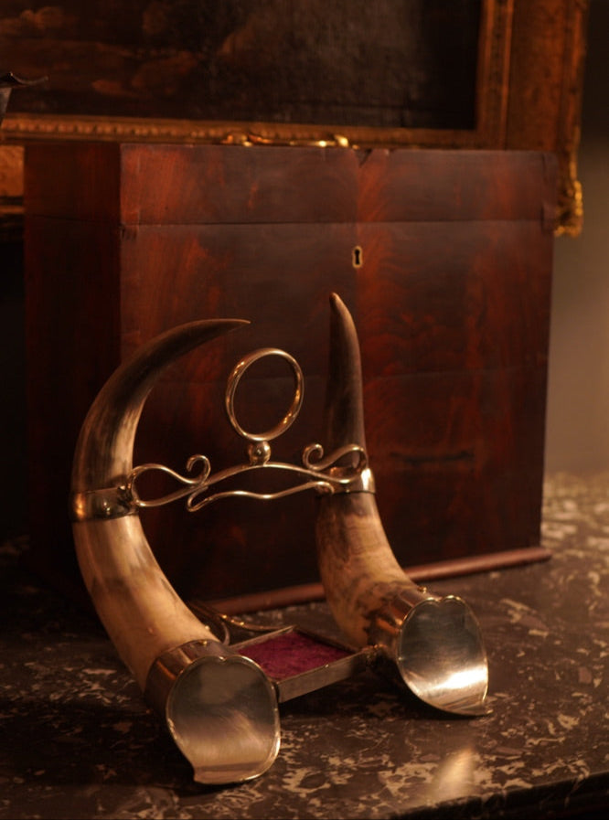 c. 1880-1900 Horn & Silver-Plated Inkwell Base – Late 19th Century