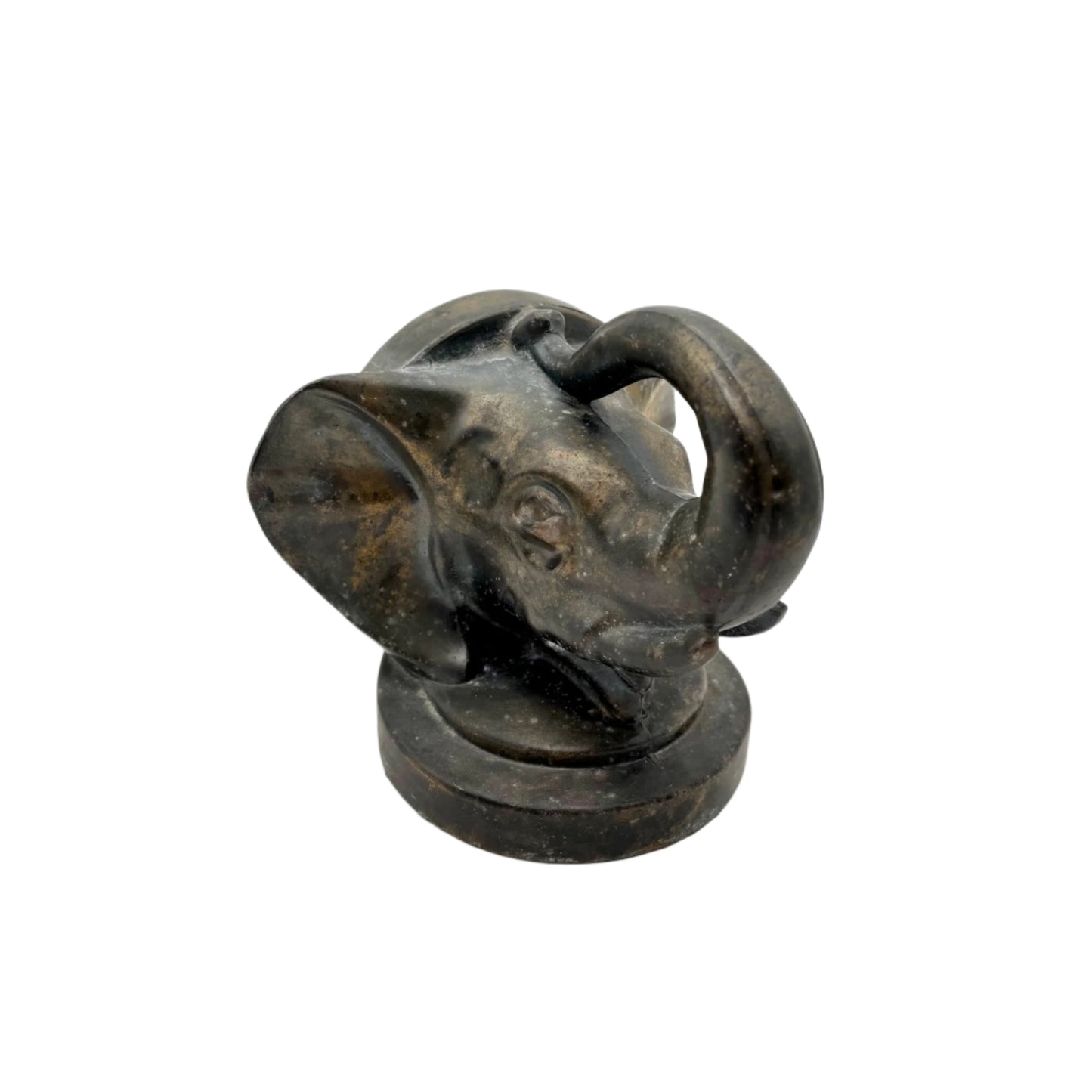 Brass Plated Elephant-Head Bookend, Vintage Elephant Decorative Figurine