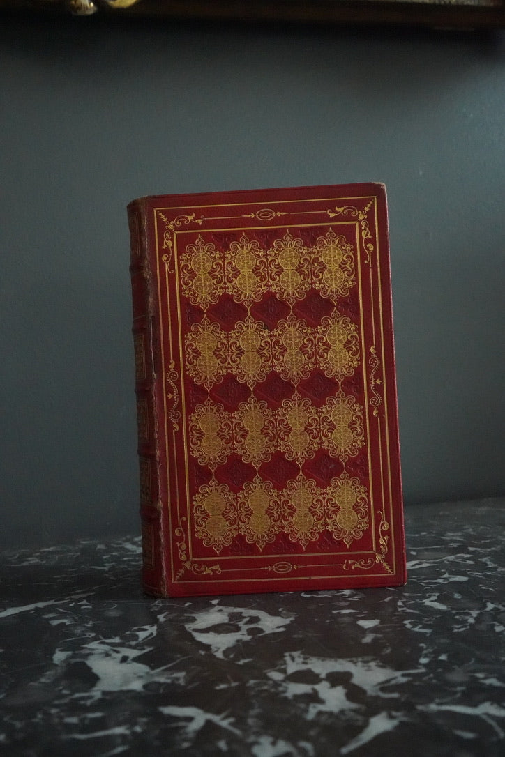 Circa 1840s-1850s "The Works of Oliver Goldsmith" Red Full Leather Gilded Book