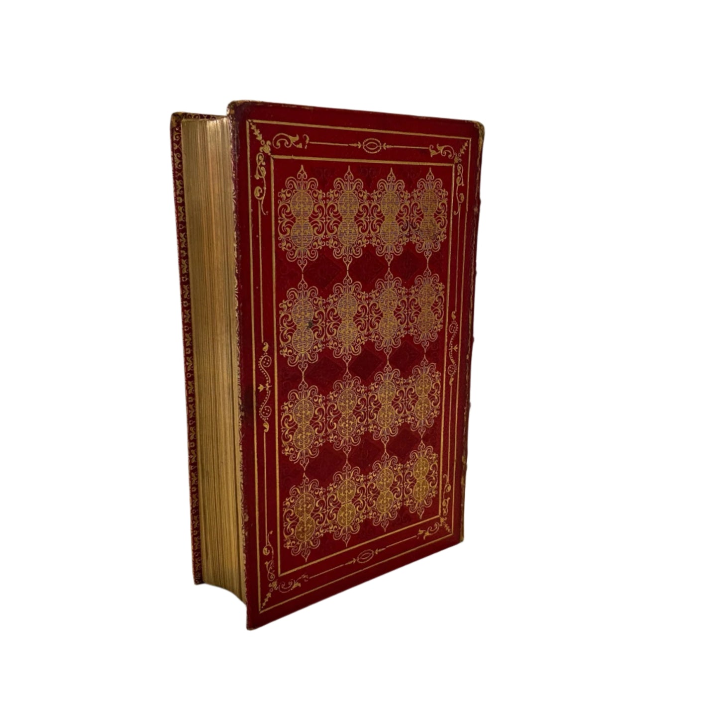 Circa 1840s-1850s "The Works of Oliver Goldsmith" Red Full Leather Gilded Book