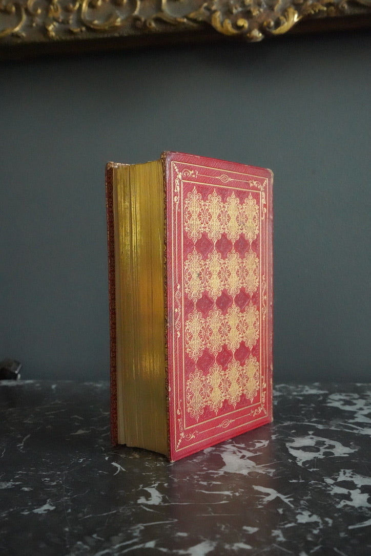 Circa 1840s-1850s "The Works of Oliver Goldsmith" Red Full Leather Gilded Book