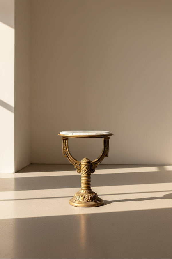 Antique Victorian Cast Brass Marble Top Fern Stand