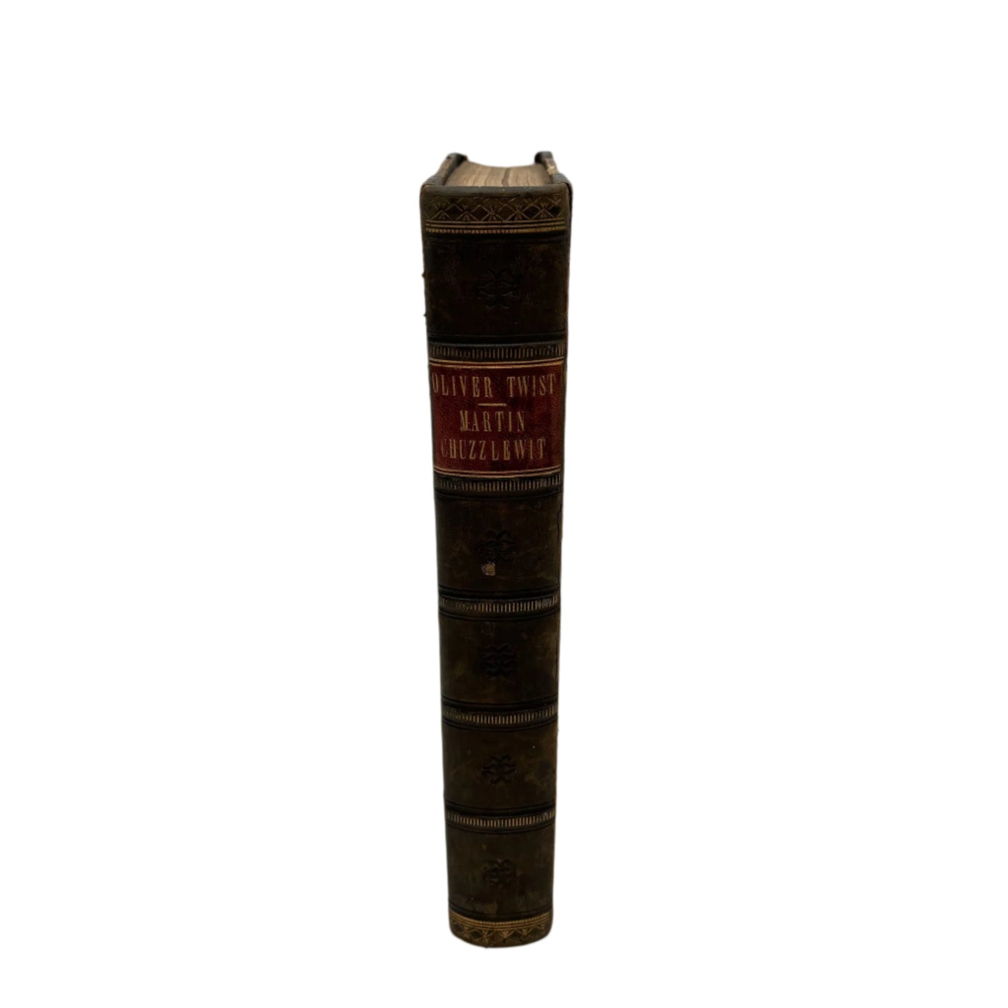 XL "The Adventures of Oliver Twist and Martin Chuzzlewit" Black Half Leather Book