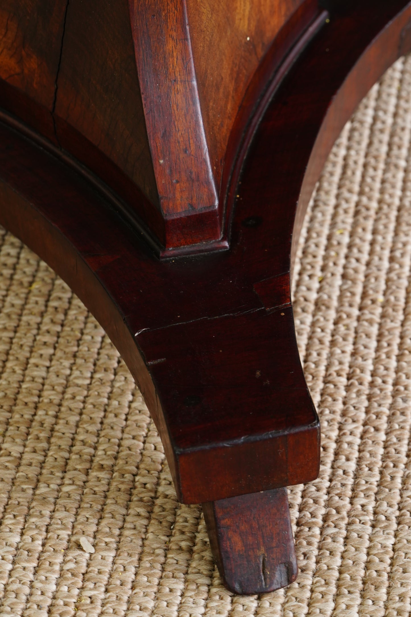 Antique Dutch Mahogany Slatted Urn Form Planter with Brass Liner