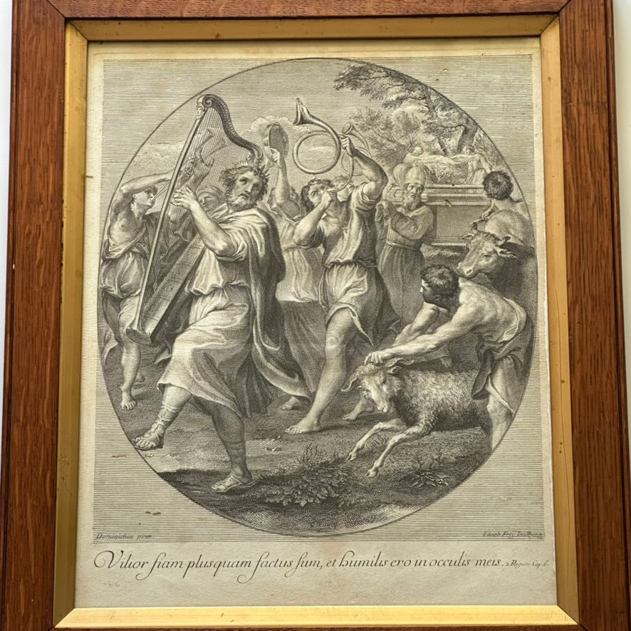 18th Century Engraving "The Triumph of David" Jakob Frey after Domenichino