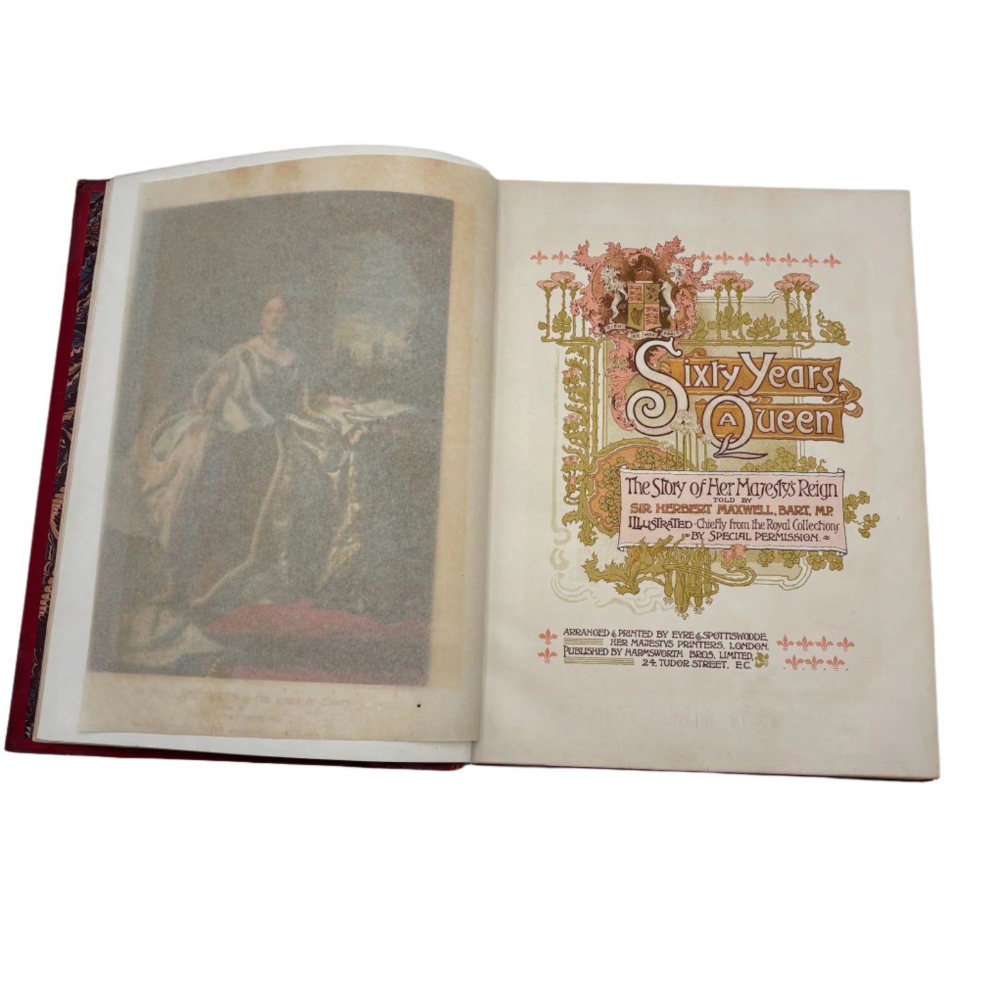 XL "Sixty Years a Queen" Half Red Moroccan Leather Book