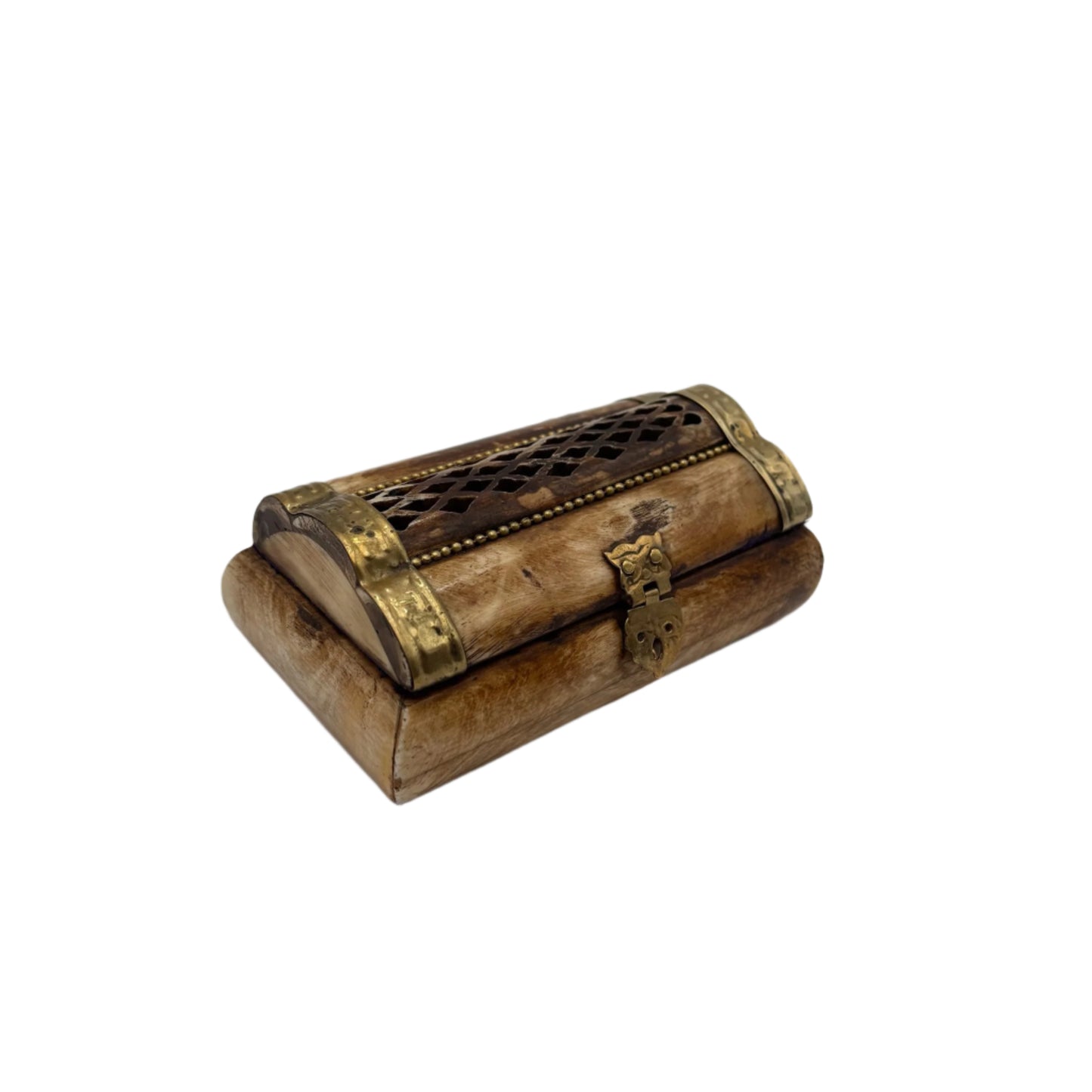 Small Vintage Bone & Brass Trinket Box
