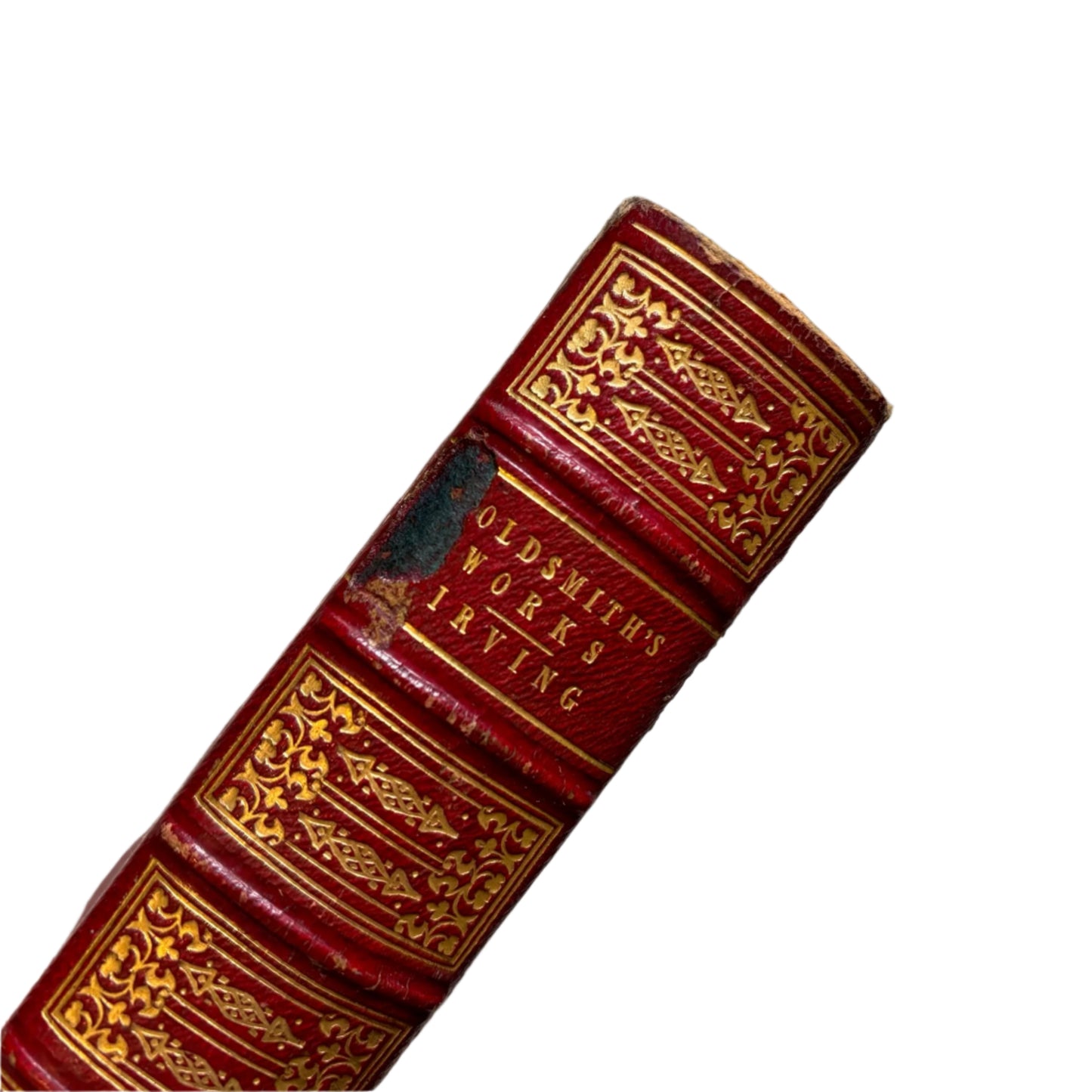 Circa 1840s-1850s "The Works of Oliver Goldsmith" Red Full Leather Gilded Book