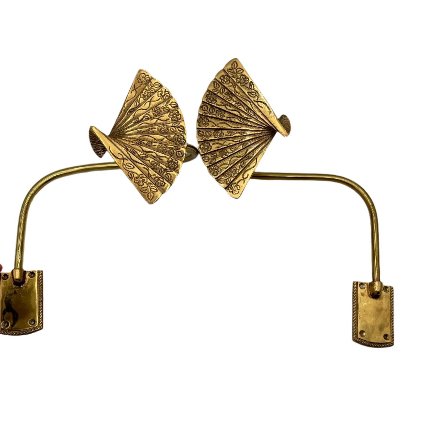 Pair of Vintage Ornate Brass Fan Drapery Tie Back