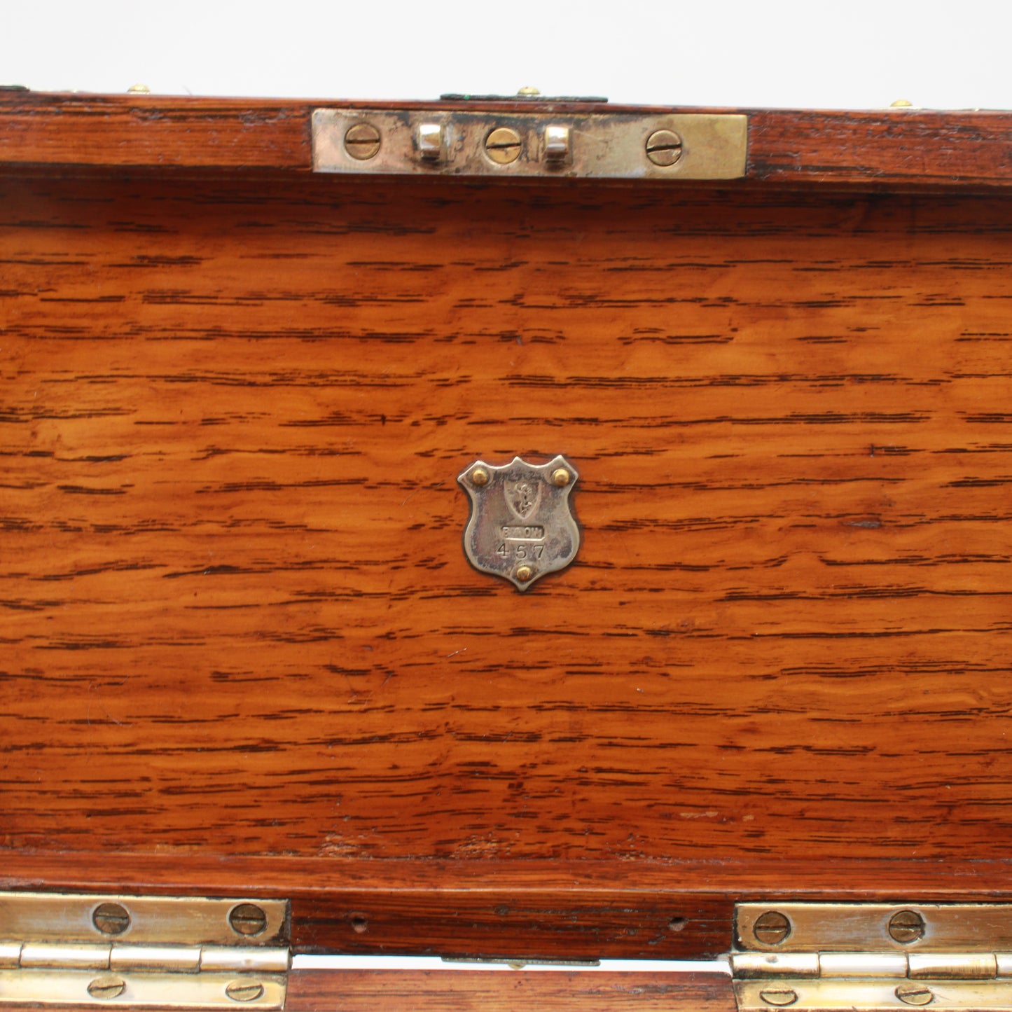 Antique English Oak & Silver-Plated Double Compartment Tea Caddy