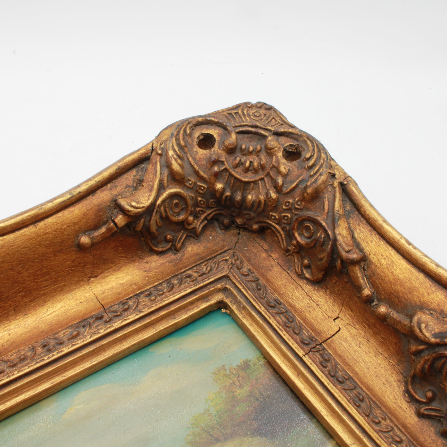 Framed Pastoral Sheep Painting, Vintage Decorative Oil on Board