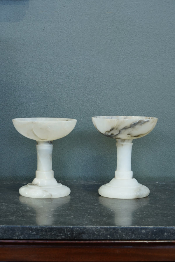Pair of English Edwardian Alabaster Tazzas, Circa 1900