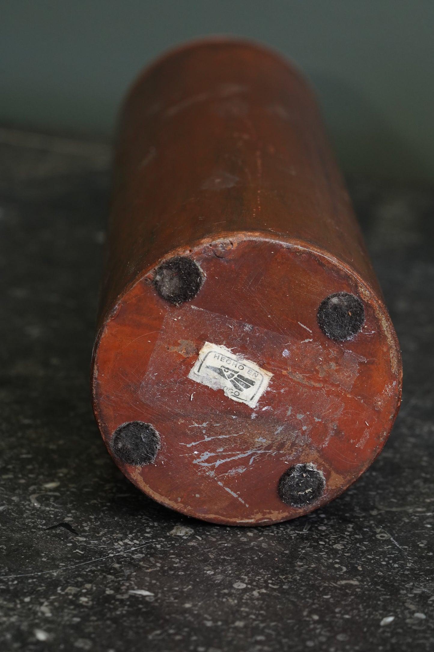 Vintage Brutalist Style Painted Metal Cylinder Vase