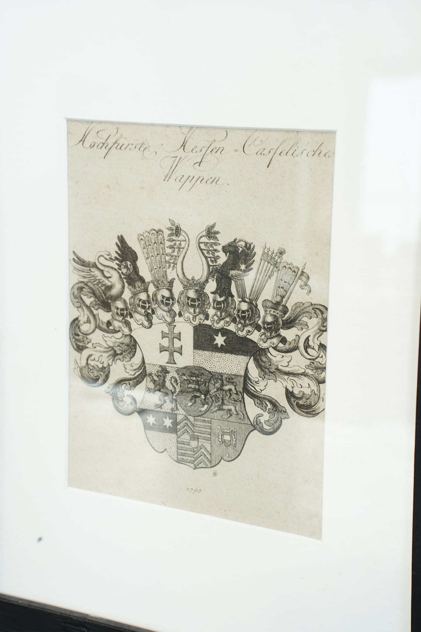 Antique German Engraving Hesse-Cassel State Arms, Dated 1795