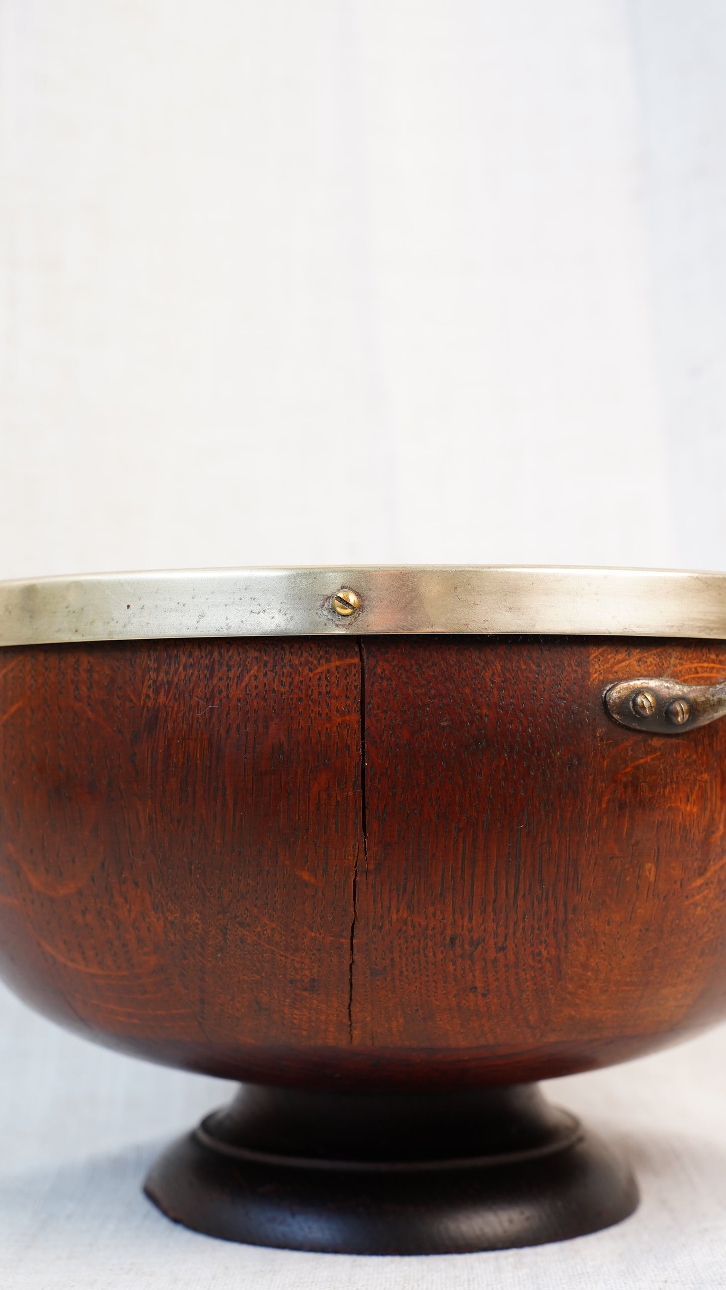 Antique Edwardian Oak Pedestal Bowl with Shield