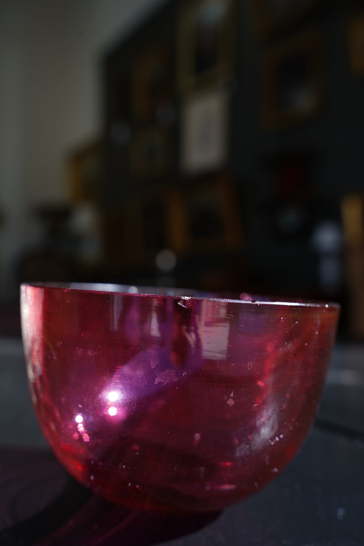 Antique English Silverplate Cranberry Glass Basket