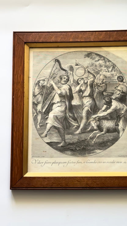 18th Century Engraving "The Triumph of David" Jakob Frey after Domenichino