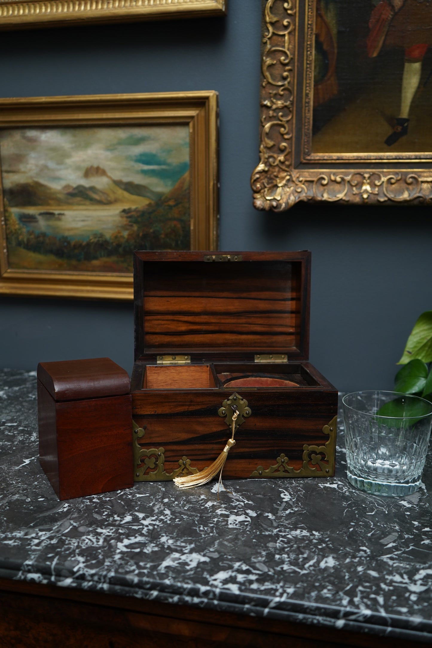 Antique Georgian Rosewood Domed Tea Caddy with Brass Mounts, Circa 1820-1830