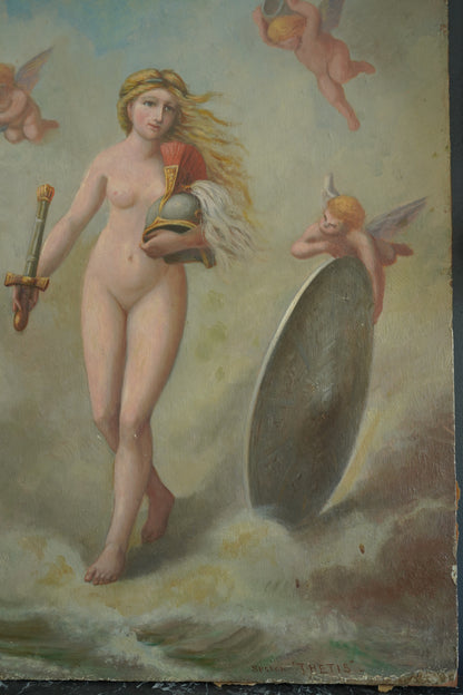 Early 20th Century Neoclassical Style Oil Painting, Unframed Mythological Painting