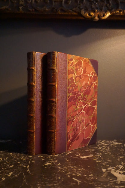 2 Volumes 1871 "A Collection of Choice Songs Scots & English" Purple Half Leather Book