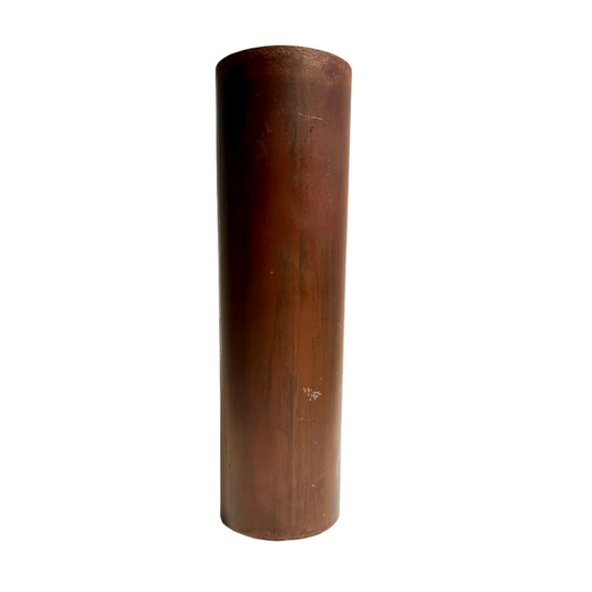 Metal painted to look like Wood cylindrical vase on a white background