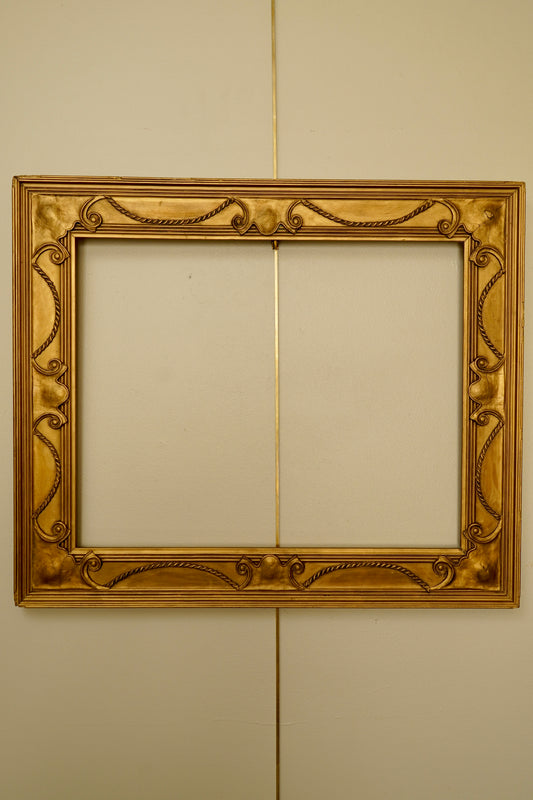 Antique Neoclassical Giltwood Frame with Rope & Cartouche Motifs, Late 19th Century