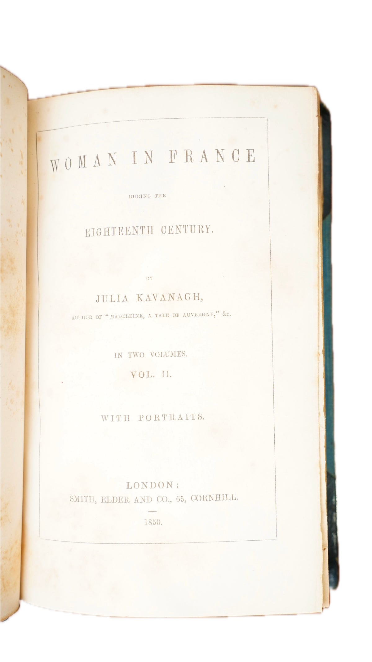Julia Kavanagh Woman in France 1850 Antique Half-Leather Books Two Volumes