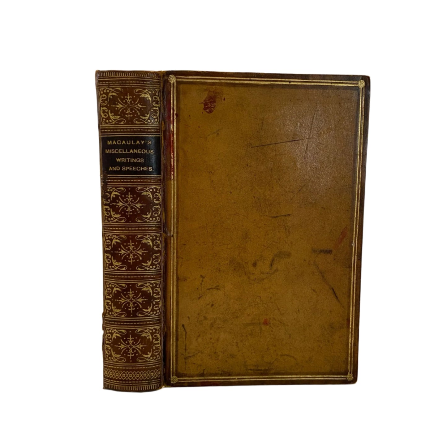 1889 Macaulay Miscellaneous Writings Speeches Full Calf Leather Book