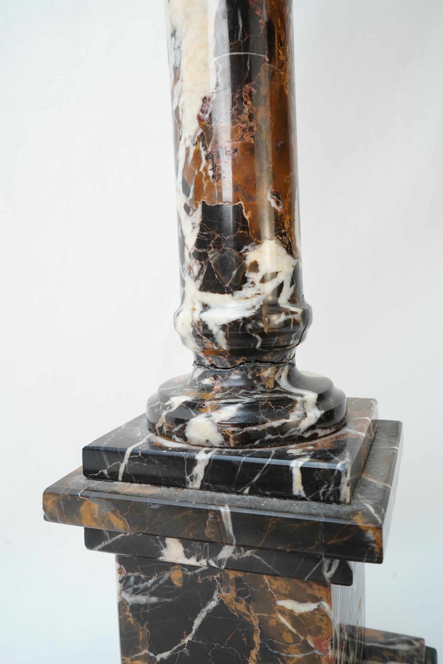 Antique Marble Column Pedestal Stand, Breccia Stone *AS-IS*