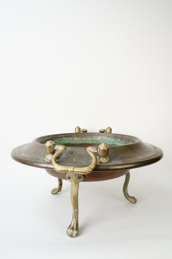 Antique Copper and Brass Tripod Bowl with Claw Feet secondary view