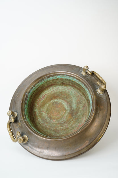 Antique Copper and Brass Tripod Bowl with Claw Feet