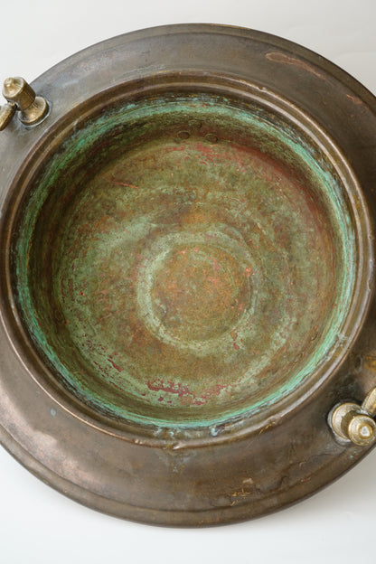 Antique Copper and Brass Tripod Bowl with Claw Feet