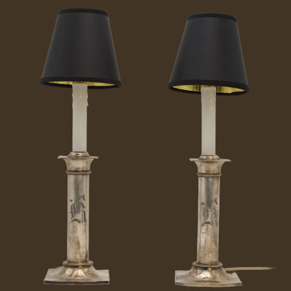 Pair of 20th Century Pairpoint Silver Plated Lamps
