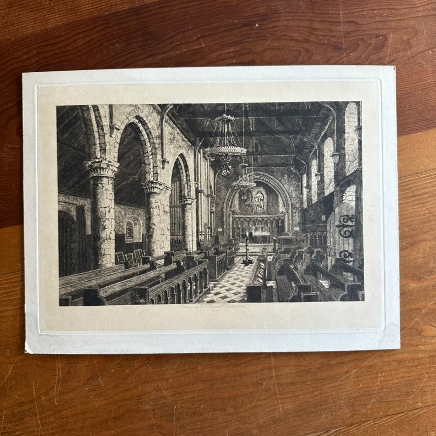 Late 19th Century Etching "The Chapel" Elizabeth Piper (fl. 1892-1932)