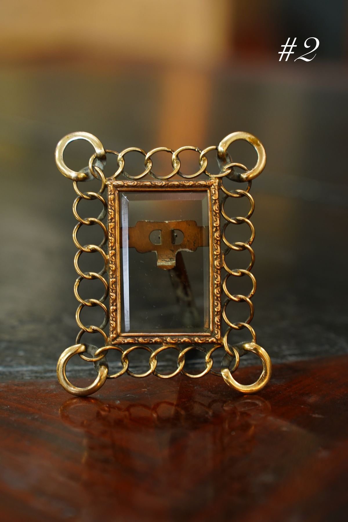 Antique Mini Brass Ring Picture Frame