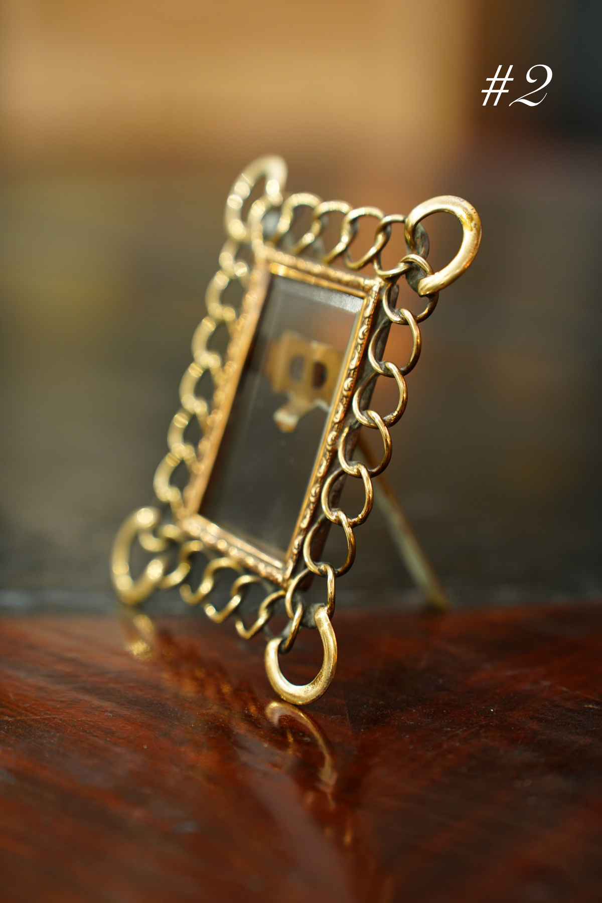 Antique Mini Brass Ring Picture Frame