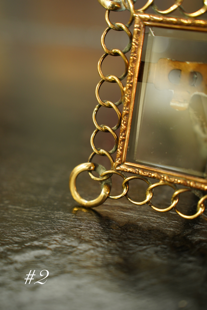 Antique Mini Brass Ring Picture Frame