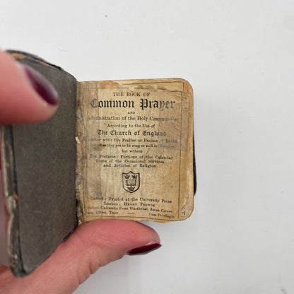 Miniature "The Book of Common Prayer" Silver Plated Cover and Black Leather Book