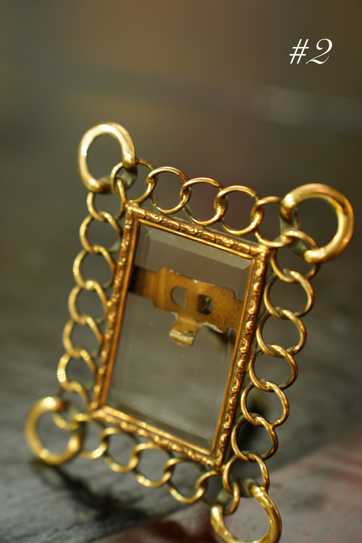 Antique Mini Brass Ring Picture Frame