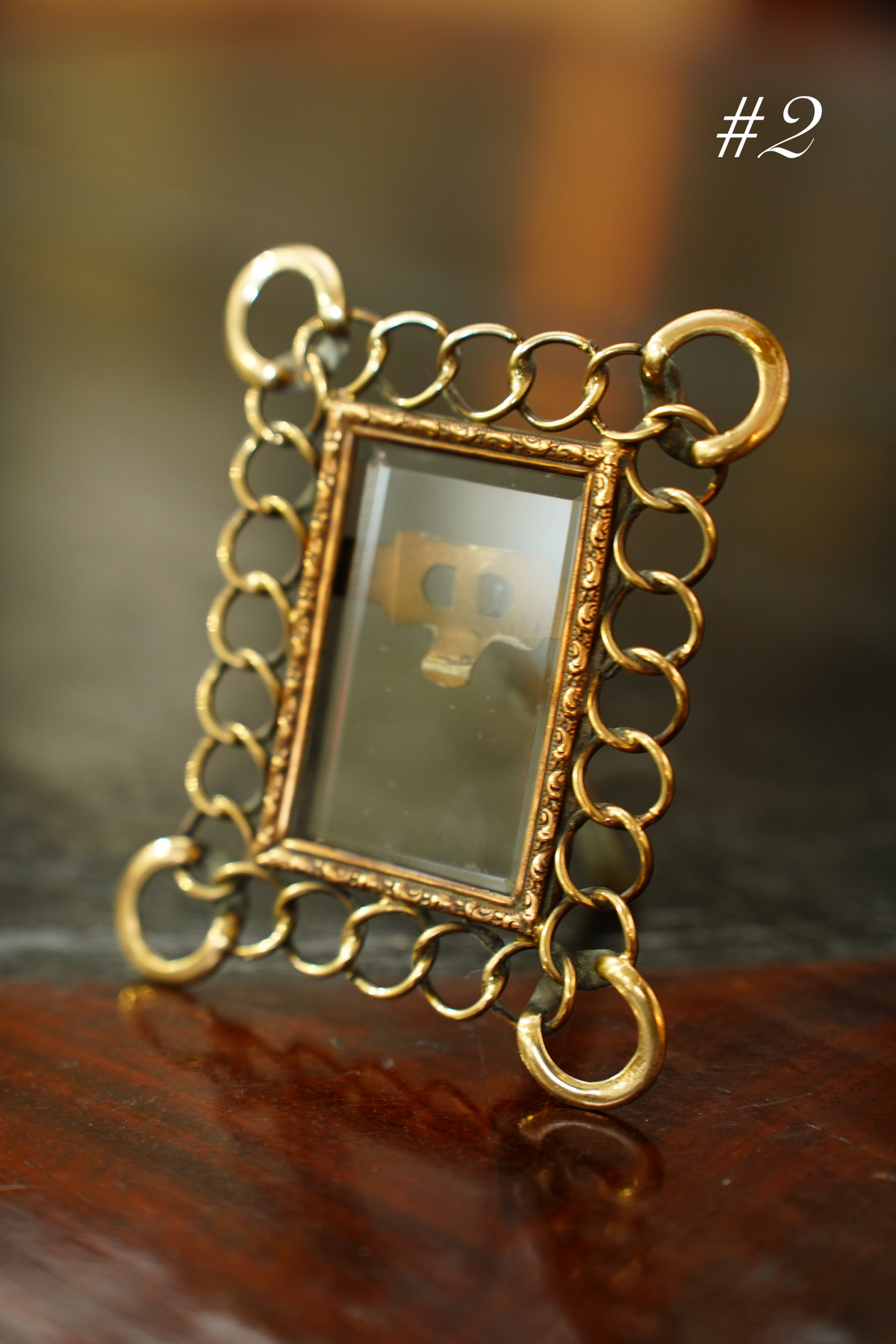 Antique Mini Brass Ring Picture Frame