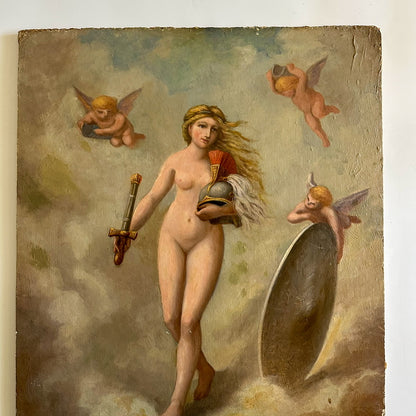 Early 20th Century Neoclassical Style Oil Painting, Unframed Mythological Painting
