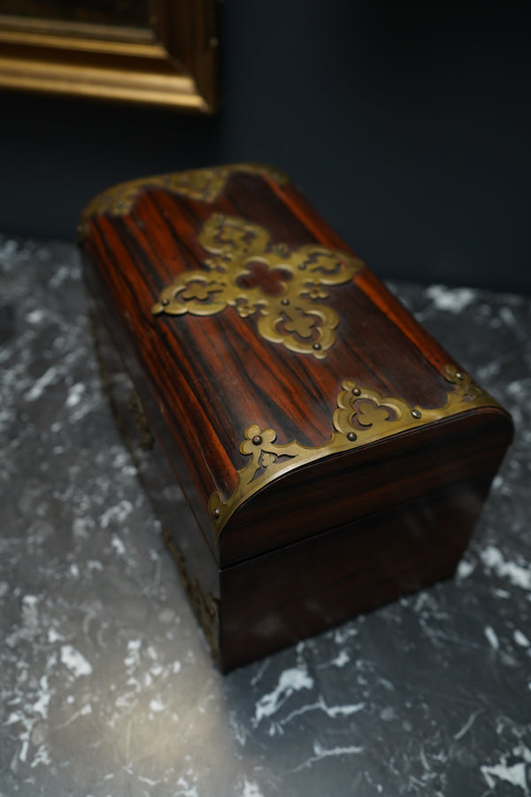 Antique Georgian Rosewood Domed Tea Caddy with Brass Mounts, Circa 1820-1830 secondary view