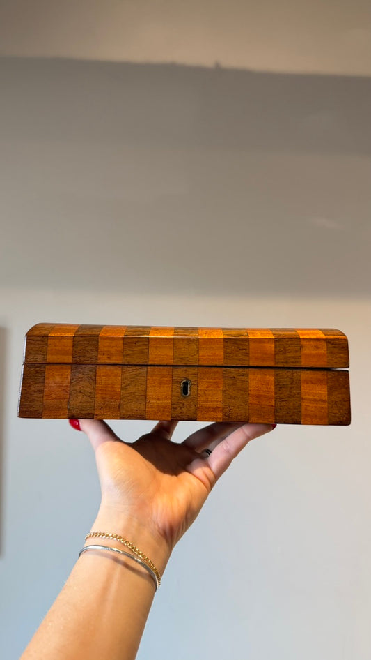 Antique English Banded Rosewood and Satinwood Box