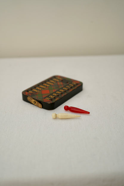 Victorian Scottish Tartanware Bezique Score Counter with Original Pegs, c. 1870–1900