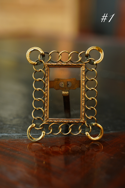 Antique Mini Brass Ring Picture Frame