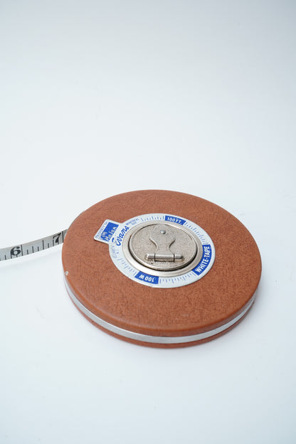 Vintage Evans 100 Ft Retractable Surveyor Tape Measure Leather Case