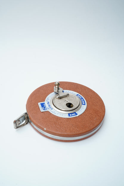 Vintage Evans 100 Ft Retractable Surveyor Tape Measure Leather Case