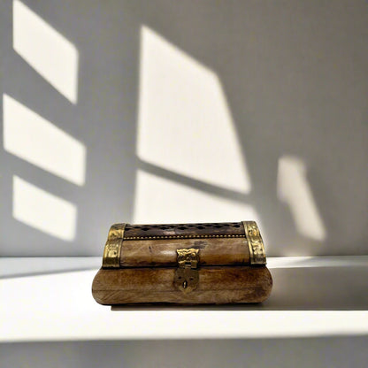 Small Vintage Bone & Brass Trinket Box
